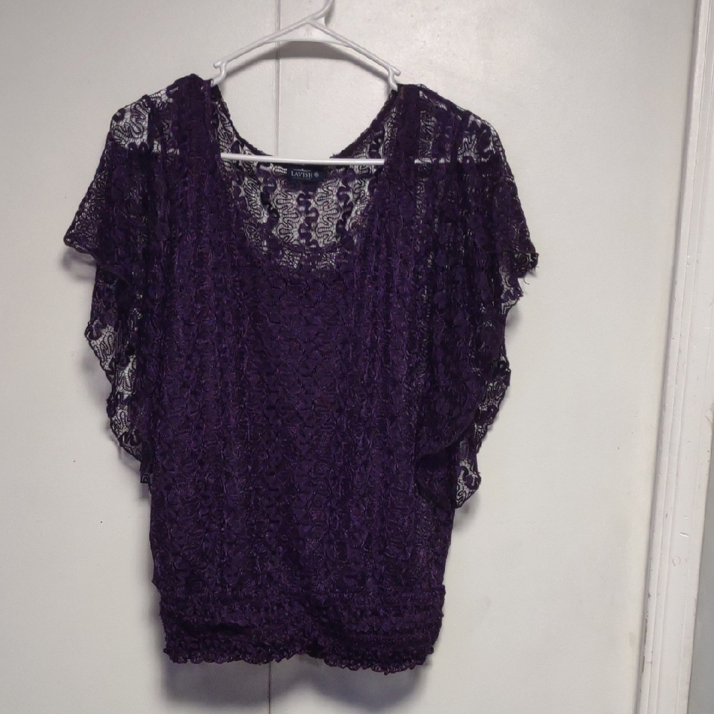 Cato Deep Purple Lace Blouse